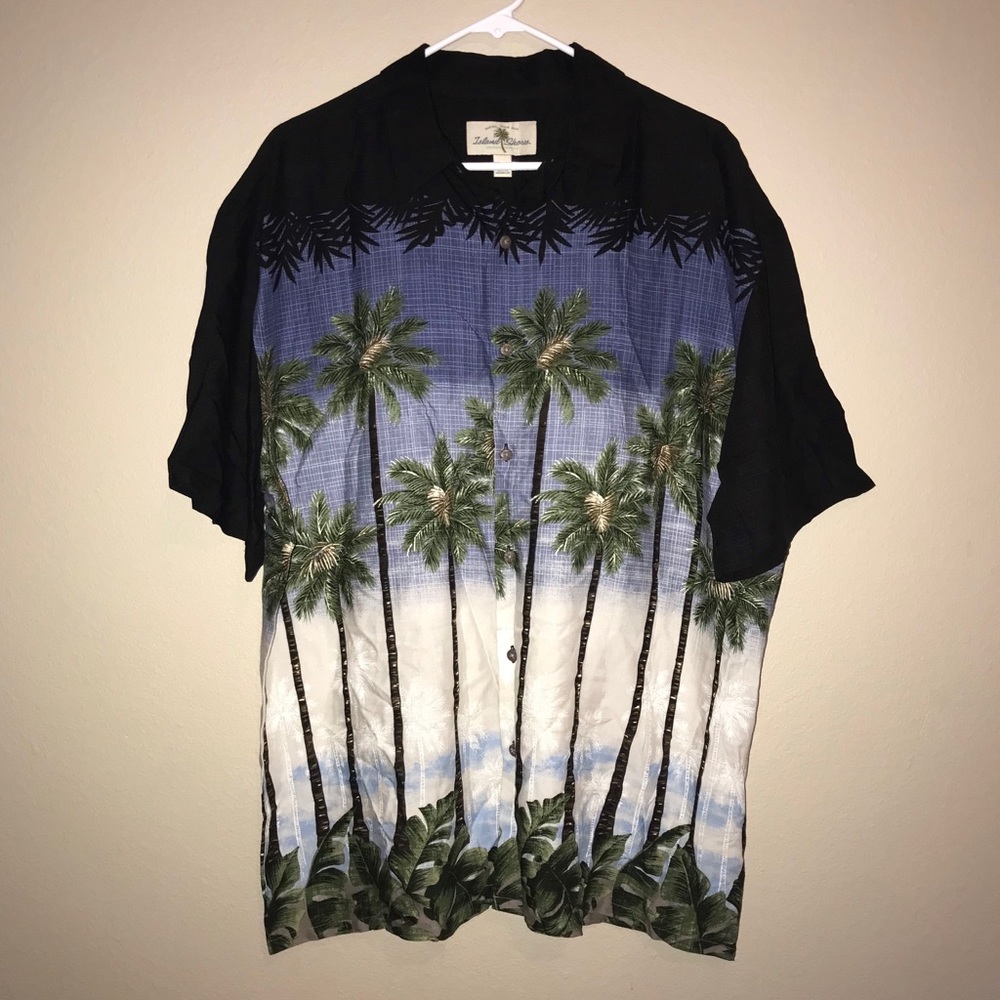 BLACK HAWAIIAN DAD BUTTON-UP SHIRT